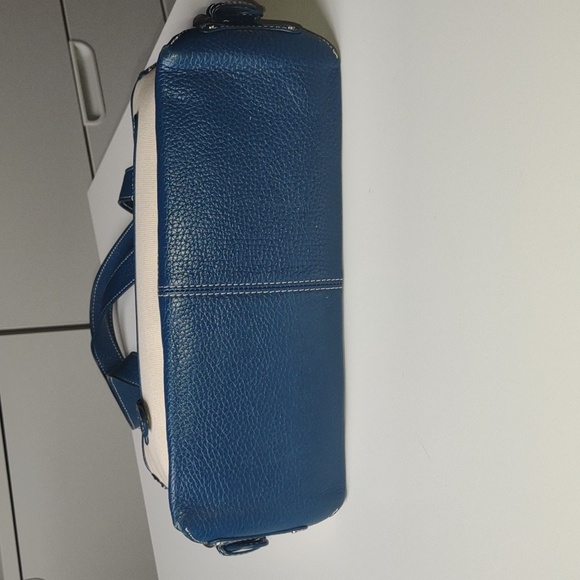 Tignanello Cream Canvas with Blue Trim Two-Tone Double-handled Handbag - Picture 6 of 10